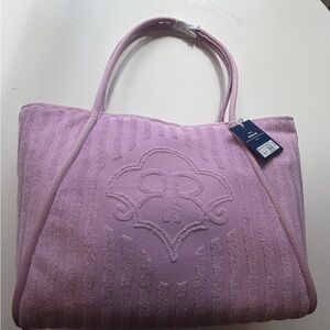 Striped large terry bag beach tote lavender purple roller rabbit target